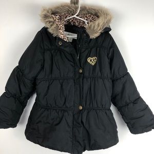 London Fog Girls Jacket Winter Coat Faux Fur Hood